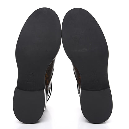 Louis Vuitton Calfskin Monogram Wonderland Flat Ranger Boots 38 Black 5 of 7
