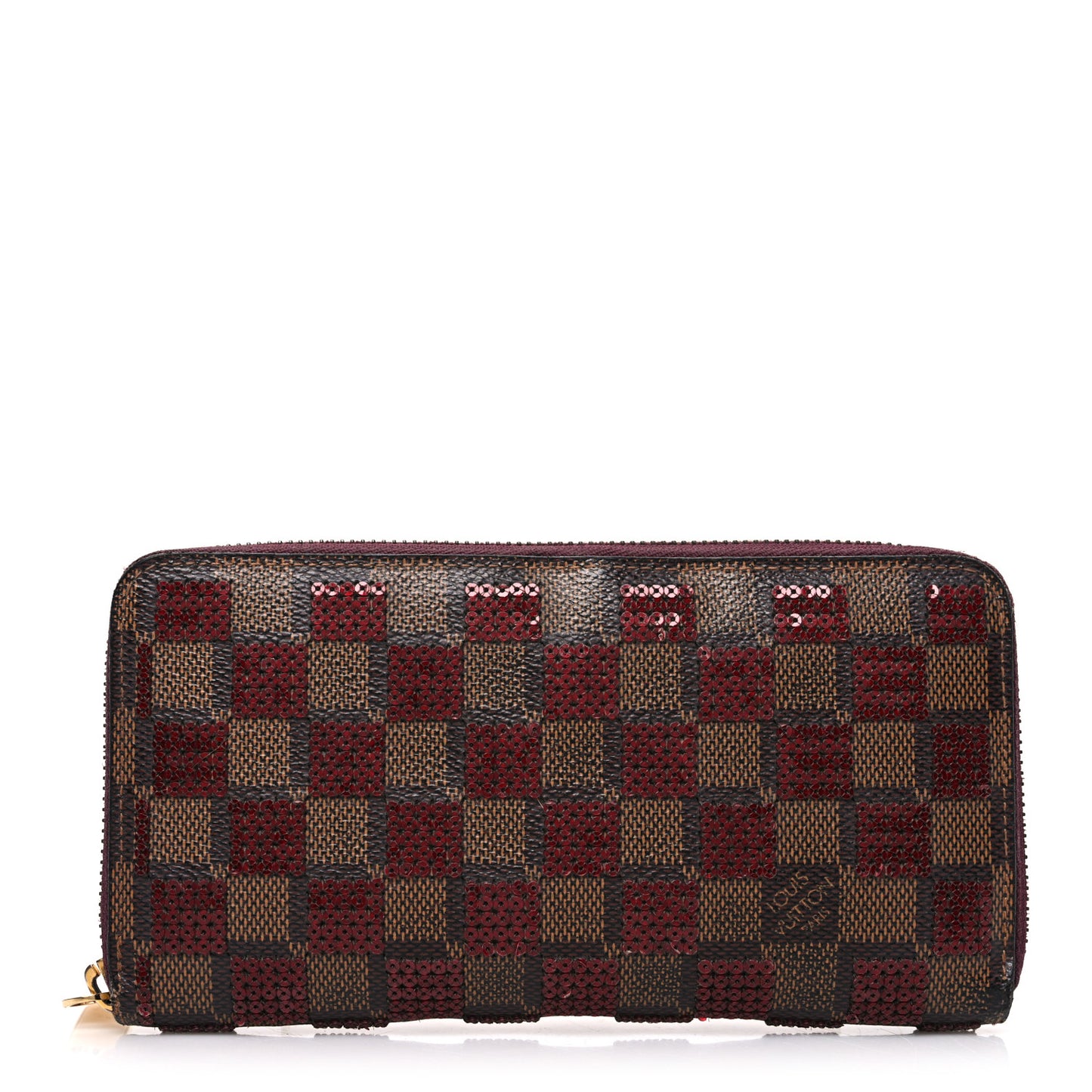 Damier Paillettes Zippy Wallet Red