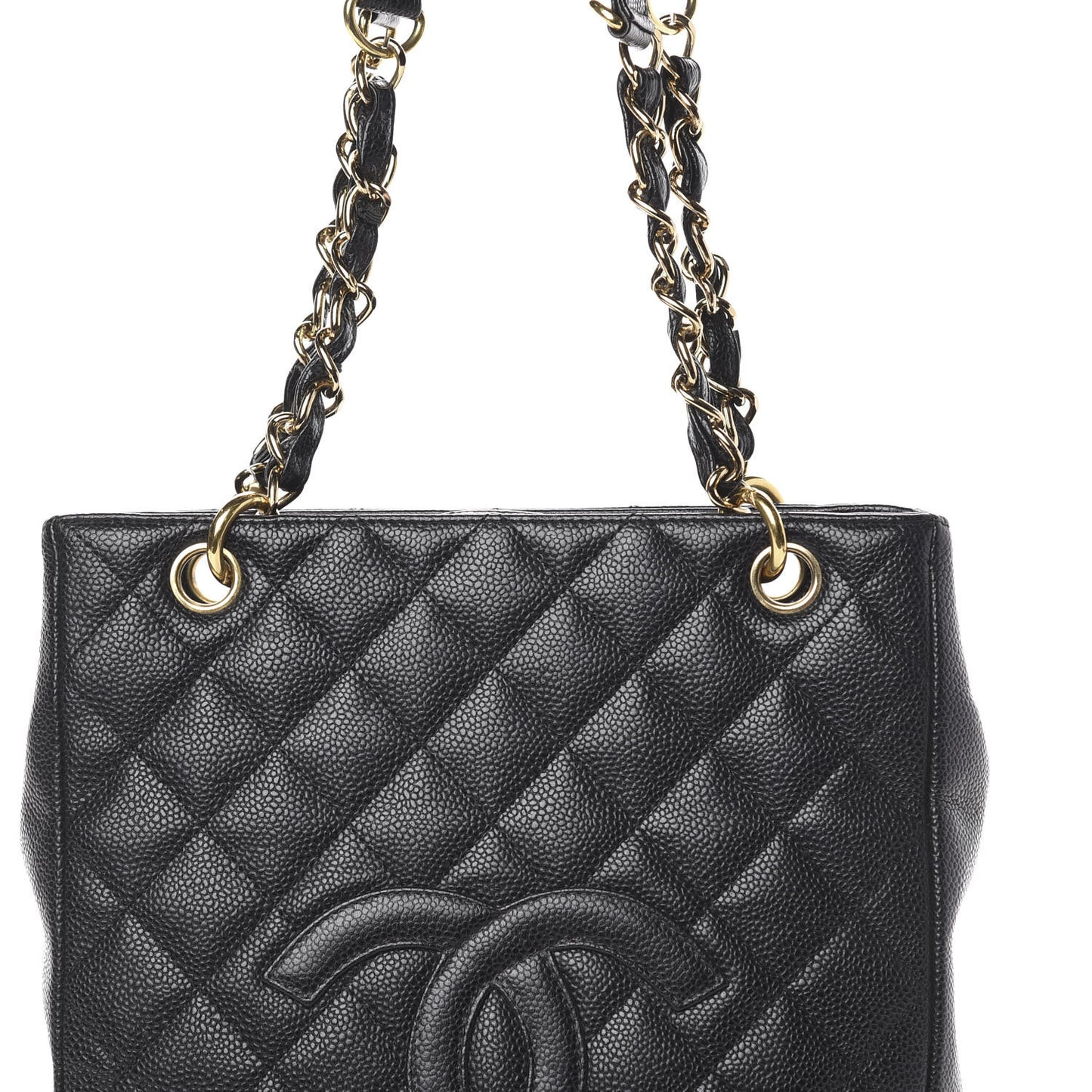 Caviar Quilted Petit Shopping Tote PST Black