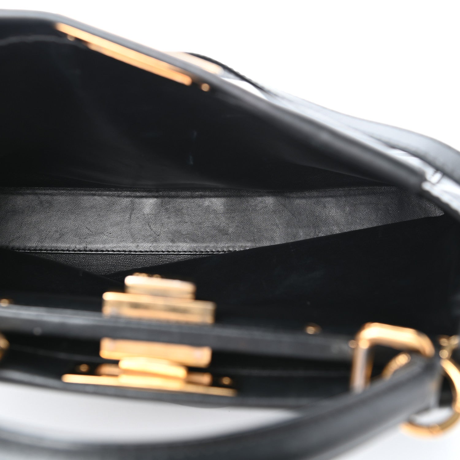 Fendi Vitello Morgan Shiny Nappa Medium Peekaboo Iconic Satchel Black 6 of 10