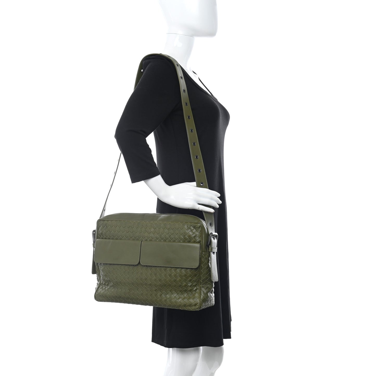 Nappa Intrecciato Messenger Bag Mud