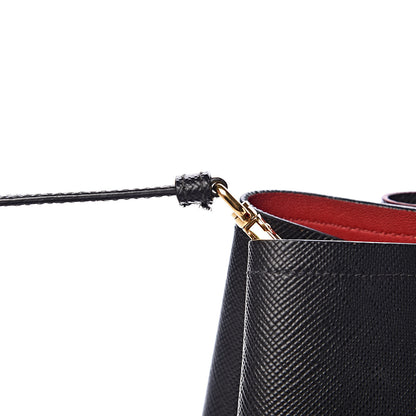 Prada Saffiano Cuir Medium Double Bag Black Fuoco 10 of 18