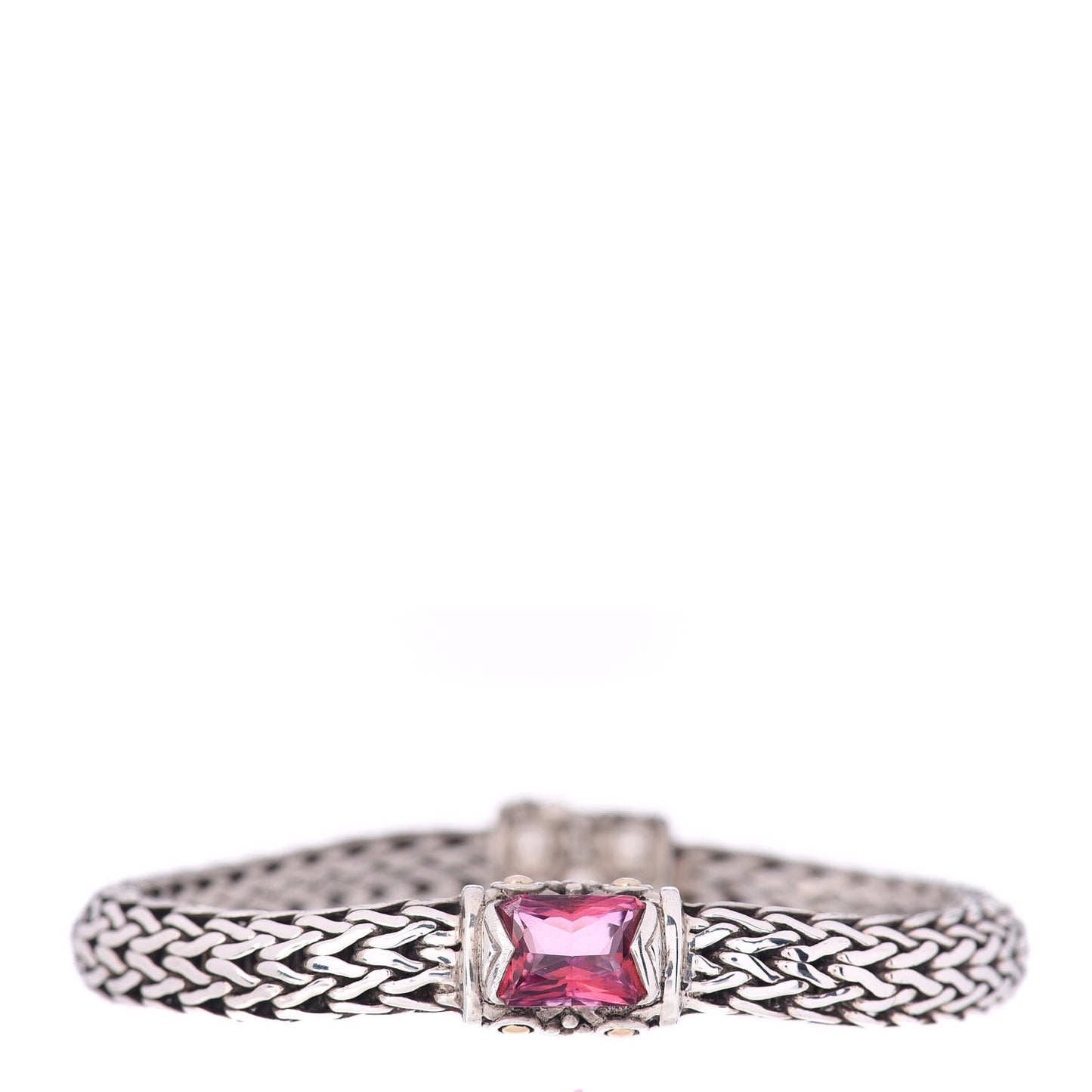 Sterling Silver 18K Yellow Gold Pink Topaz Classic Chain Bracelet