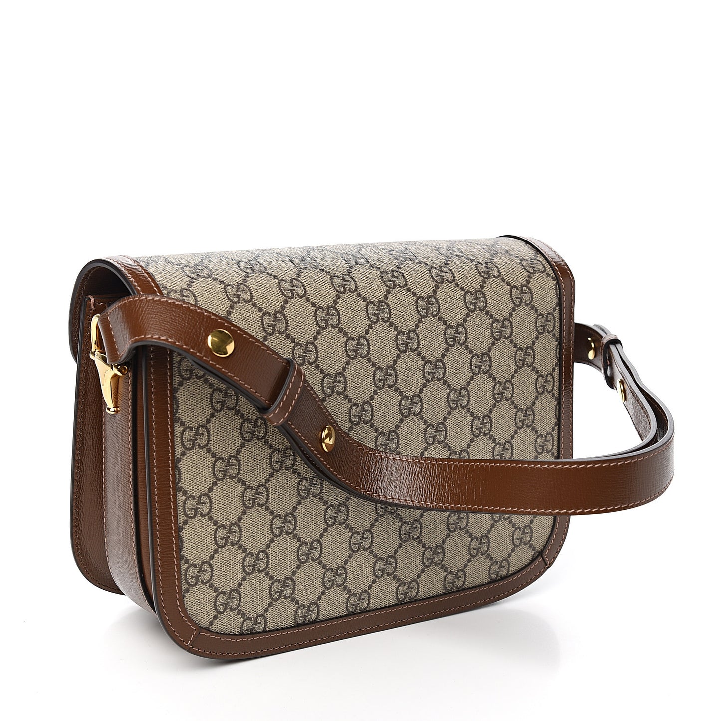 GG Supreme Monogram Horsebit 1955 Shoulder Bag Beige Brown Sugar