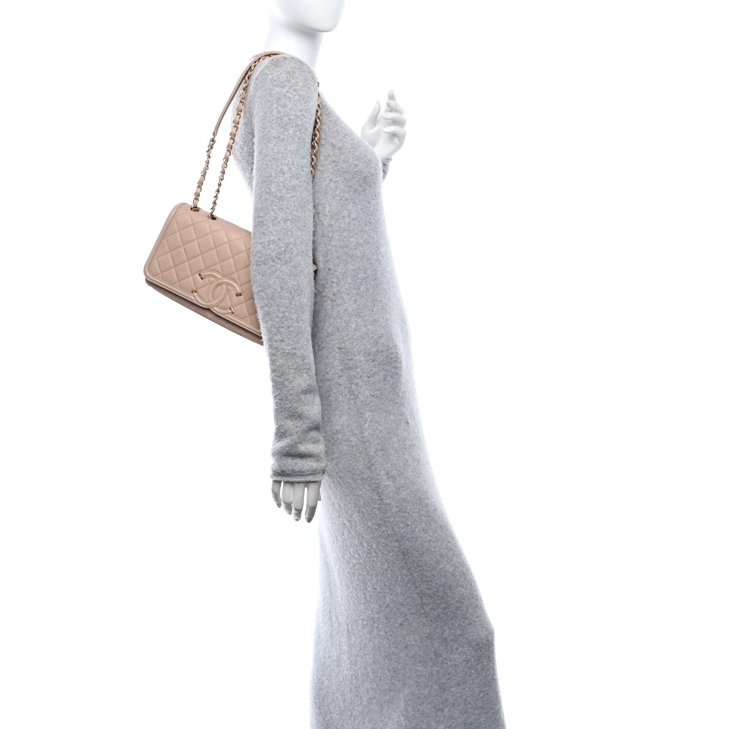 Chanel Caviar Quilted Medium CC Filigree Flap Beige 2 of 11
