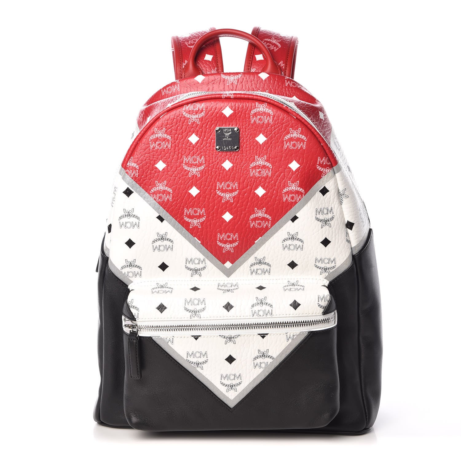 MCM Visetos Chevron Medium Colorblock Stark Backpack Black 1 of 8
