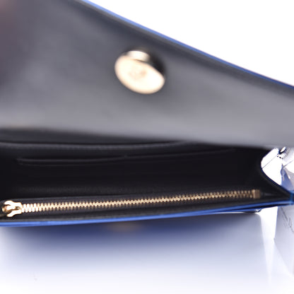 Christian Dior Metallic Patent Micro-Cannage Diorama Wallet on Chain Pouch Mirror Blue 4 of 7
