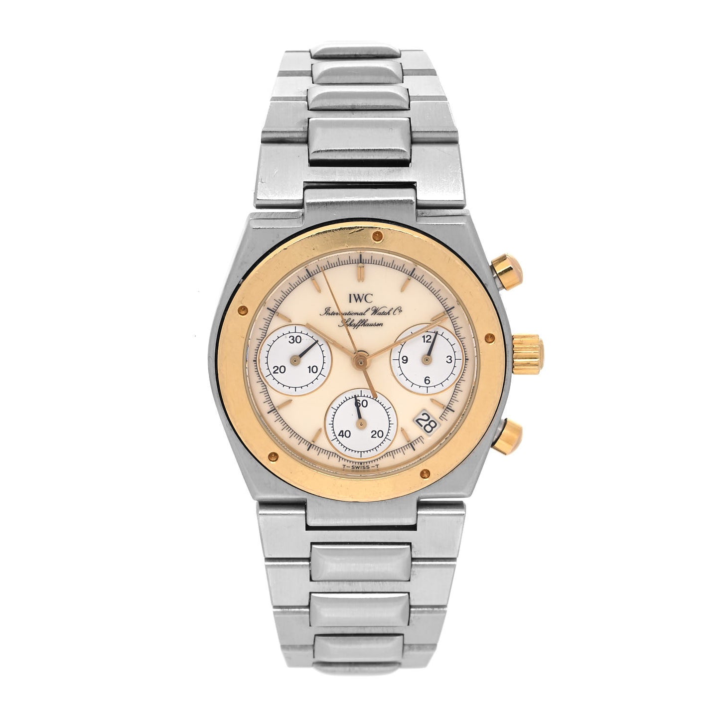 Stainless Steel 18K Yellow Gold 30mm Ingenieur Quartz Watch Champagne IW3733