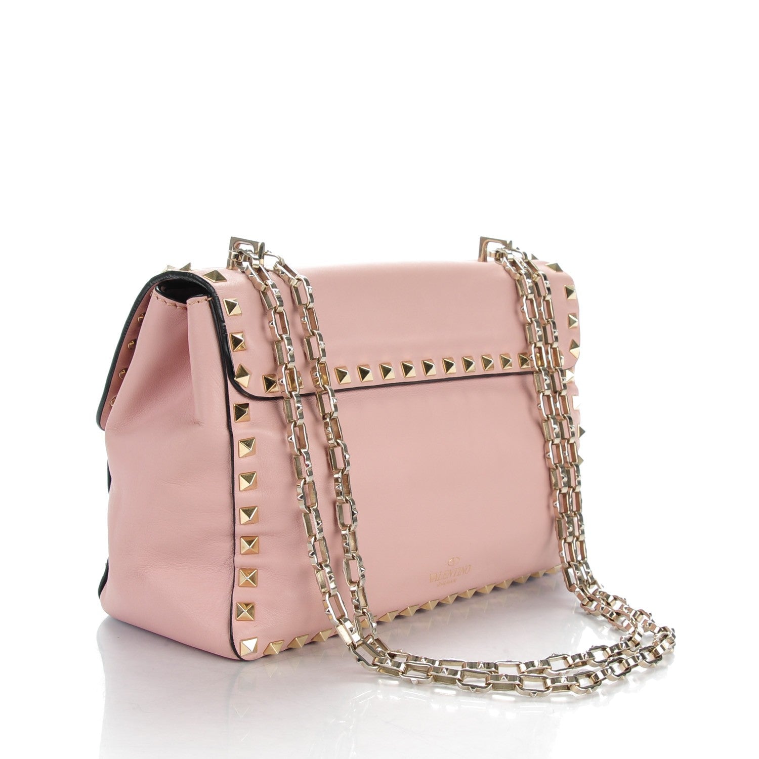 Valentino Garavani Vitello Rockstud Chain Strap Shoulder Bag Blush 3 of 7