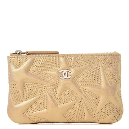 Chanel Metallic Lambskin Star Embossed Coin Purse Case Gold 1 of 8