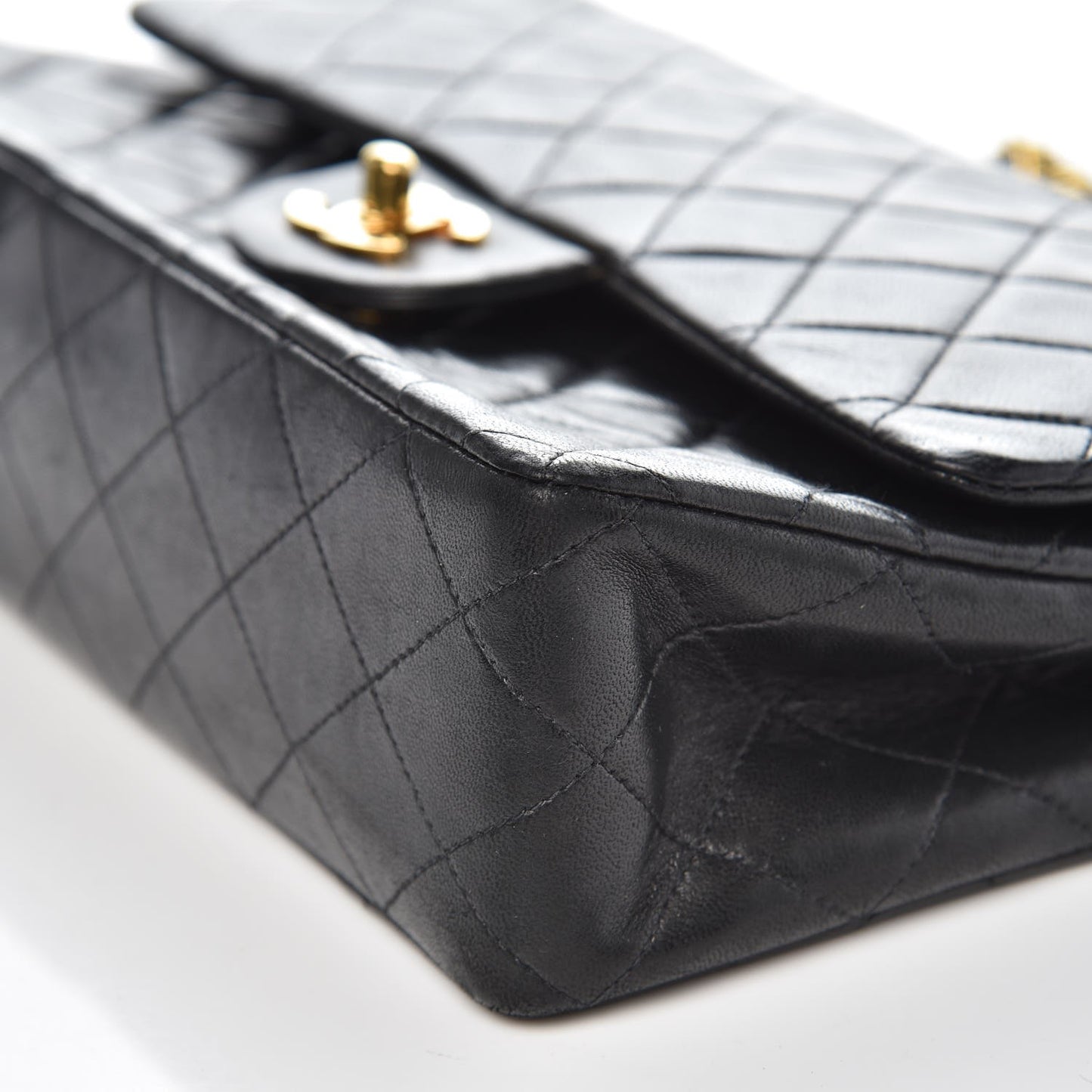 Lambskin Quilted Medium Double Flap Bag Black