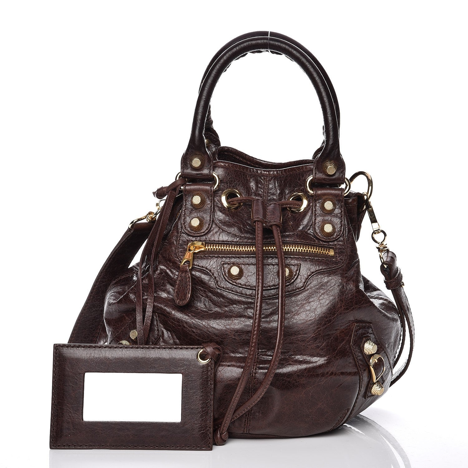 Balenciaga Agneau Giant 12 Gold Hardware Mini Pompom Cigare Fonce 1 of 8