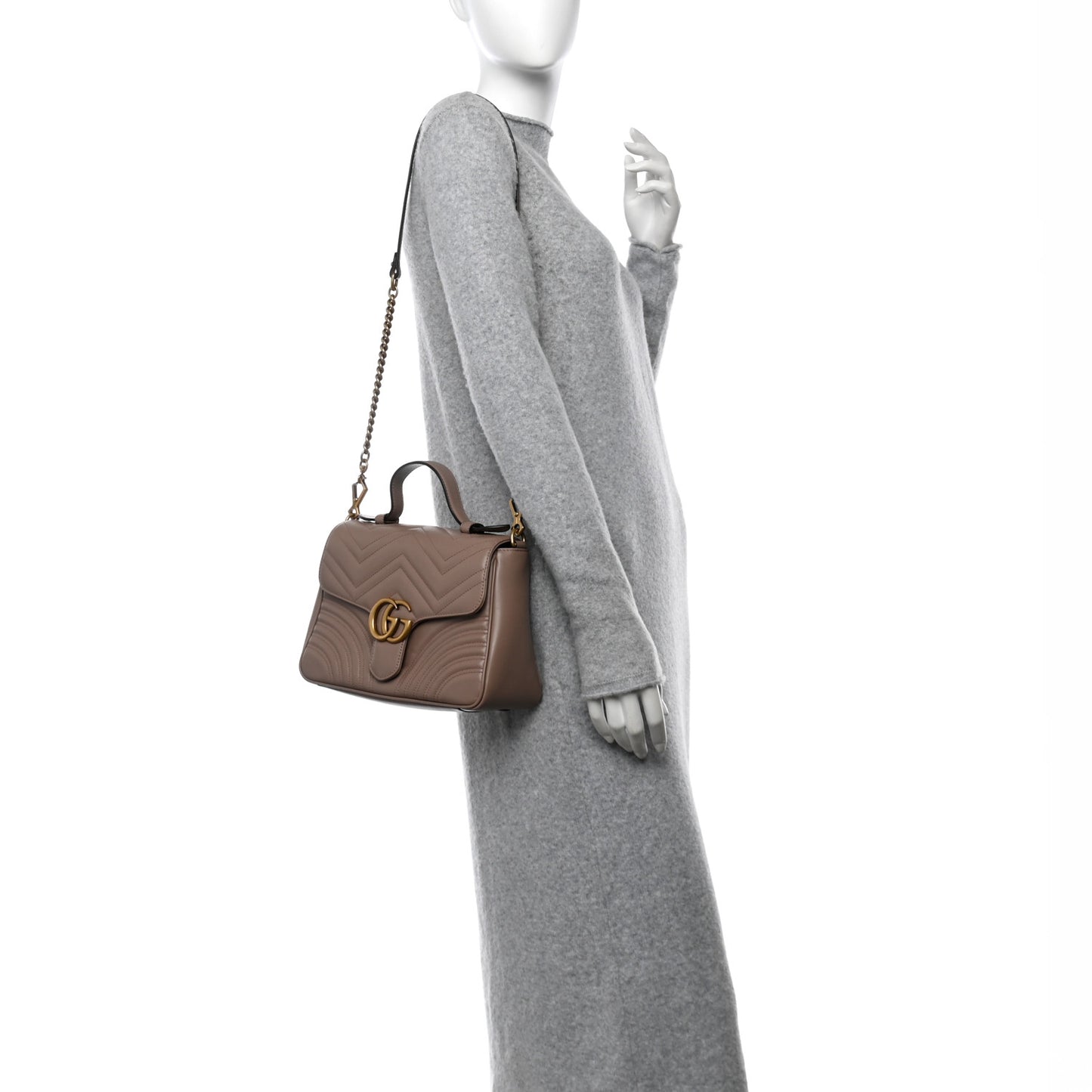 Calfskin Matelasse Small GG Marmont Top Handle Shoulder Bag  Porcelain Rose