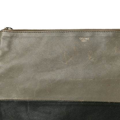 Celine Smooth Lambskin Bi-Color Solo Clutch Pouch Army Green 31 of 32
