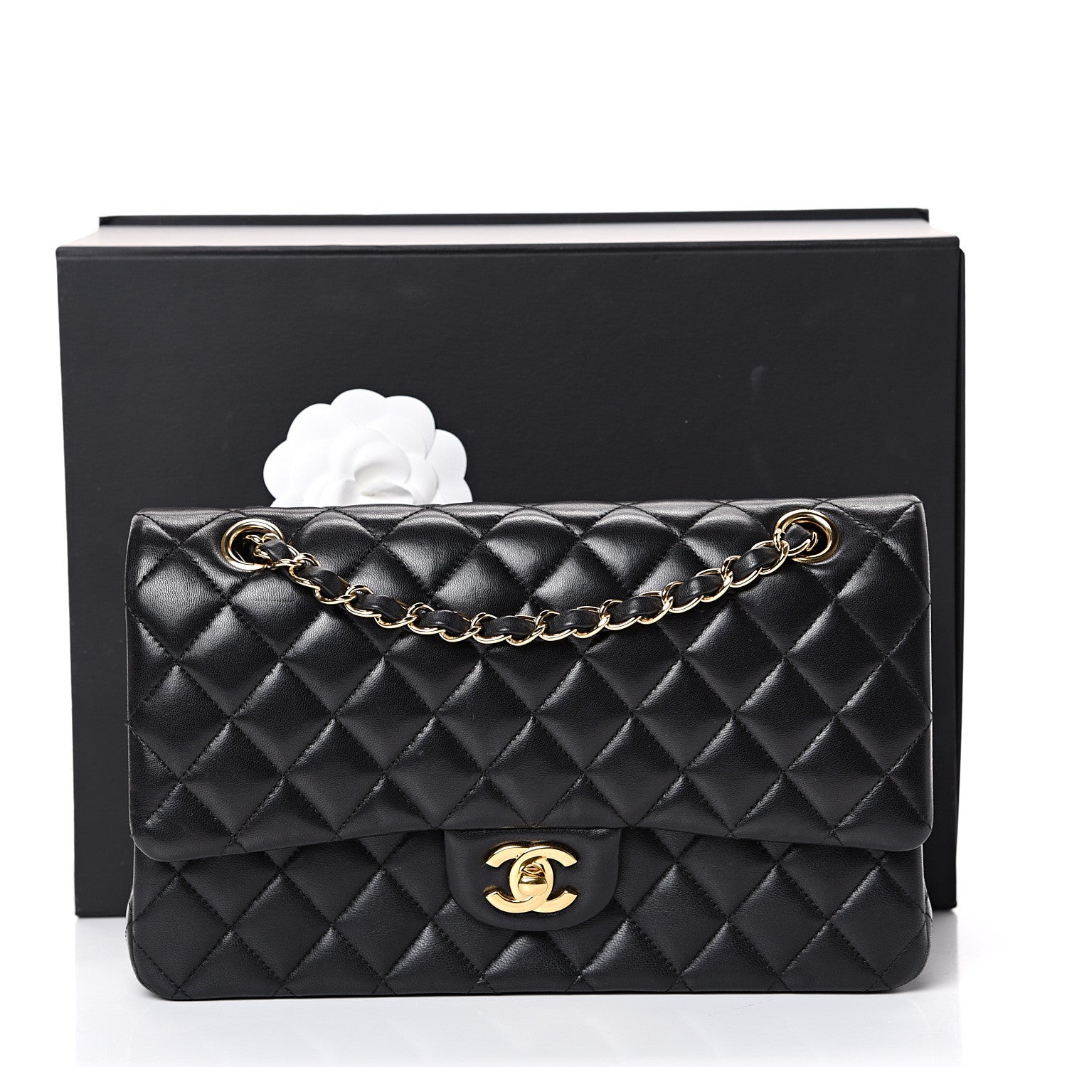 Chanel Lambskin Quilted Medium Double Flap Black 17 of 17