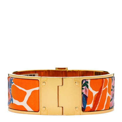 Hermes Enamel Printed The Three Graces Print Wide Hinged Bracelet L Tropique 3 of 4