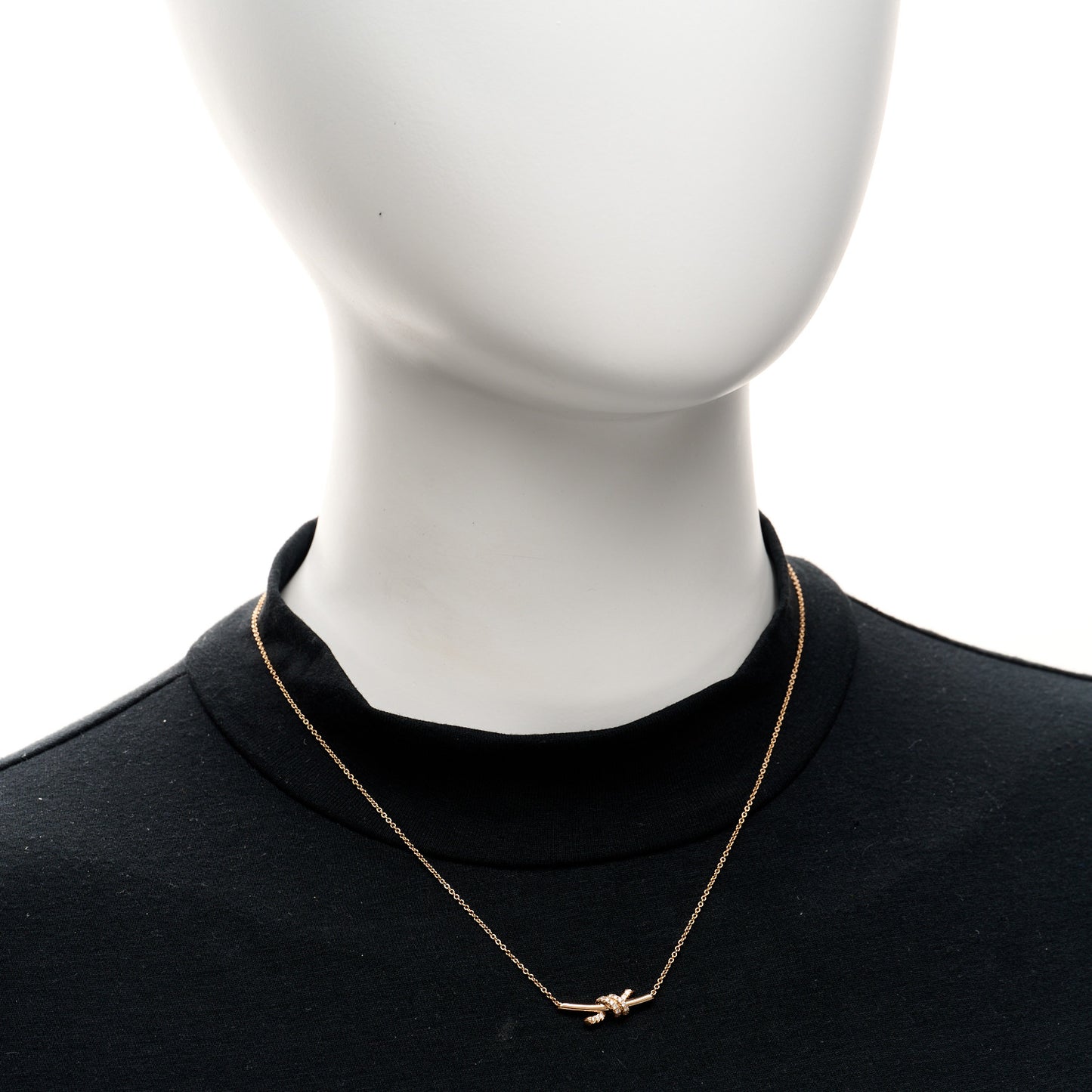 18K Rose Gold Diamond Small Knot Necklace