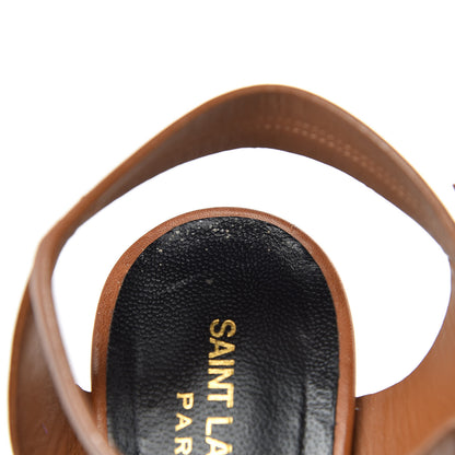 Saint Laurent Calfskin Bianca 105 Platform Sandals 39.5 Caramel 15 of 17