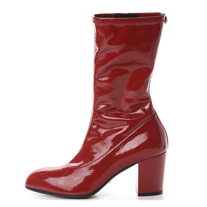 Gucci Naplack Patent Printyl Zip Boots 39.5 Hibiscus Red 1 of 9