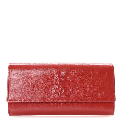 Saint Laurent Textured Patent Monogram Belle De Jour Clutch Red 1 of 6