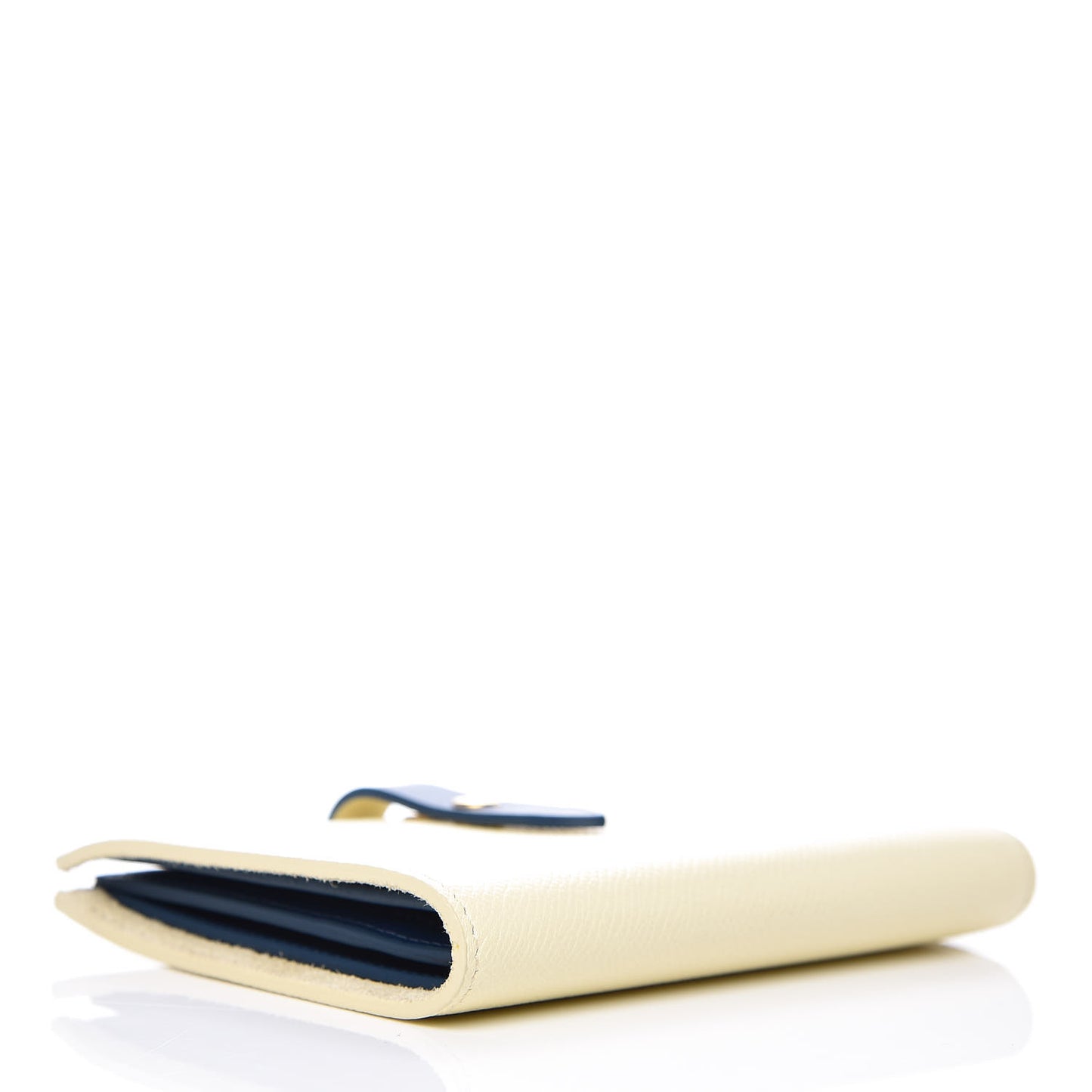 Grained Calfskin Medium Multifunction Strap Wallet Ivory