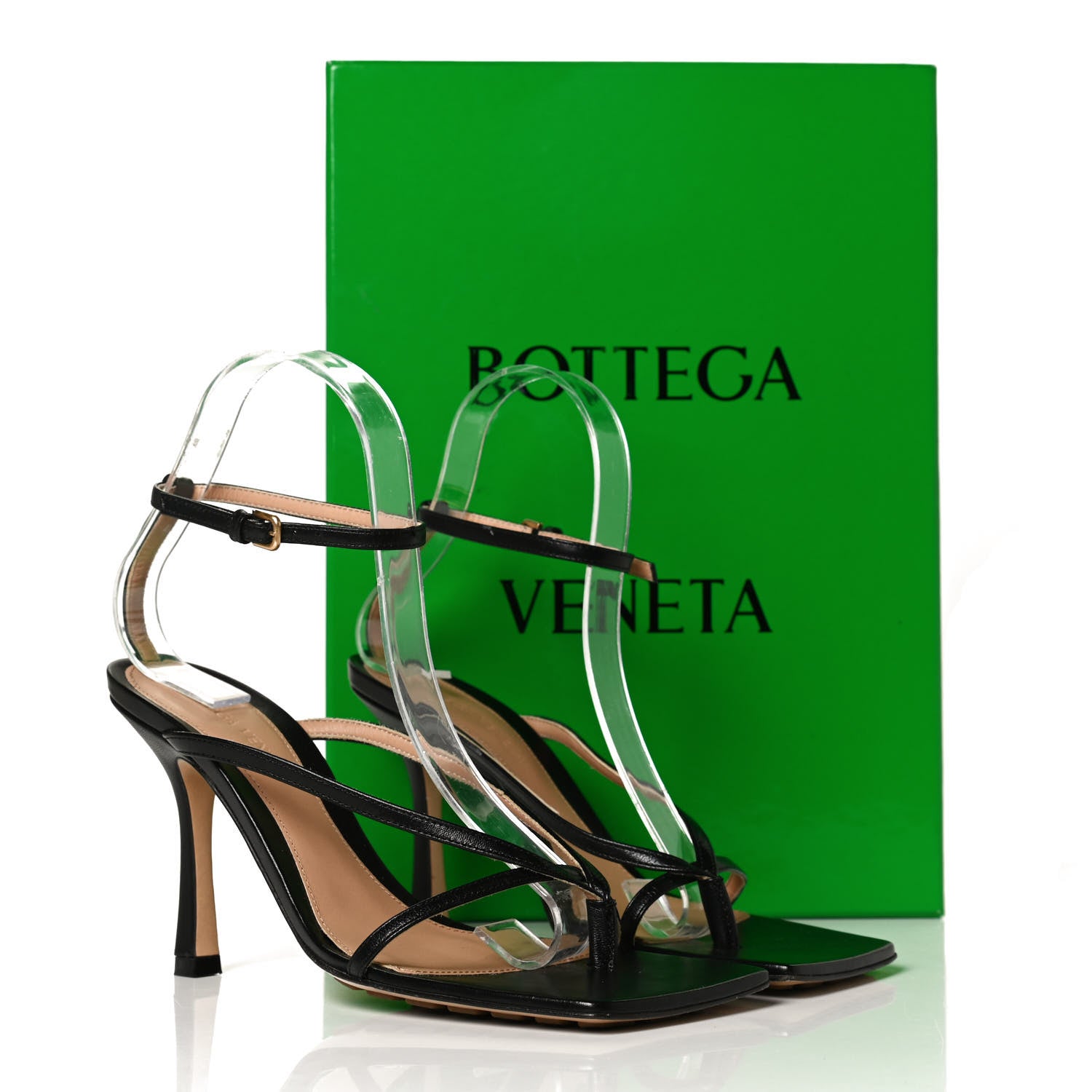 Bottega Veneta Lambskin Stretch Multi Strap 90mm Sandals 37 Black 11 of 11