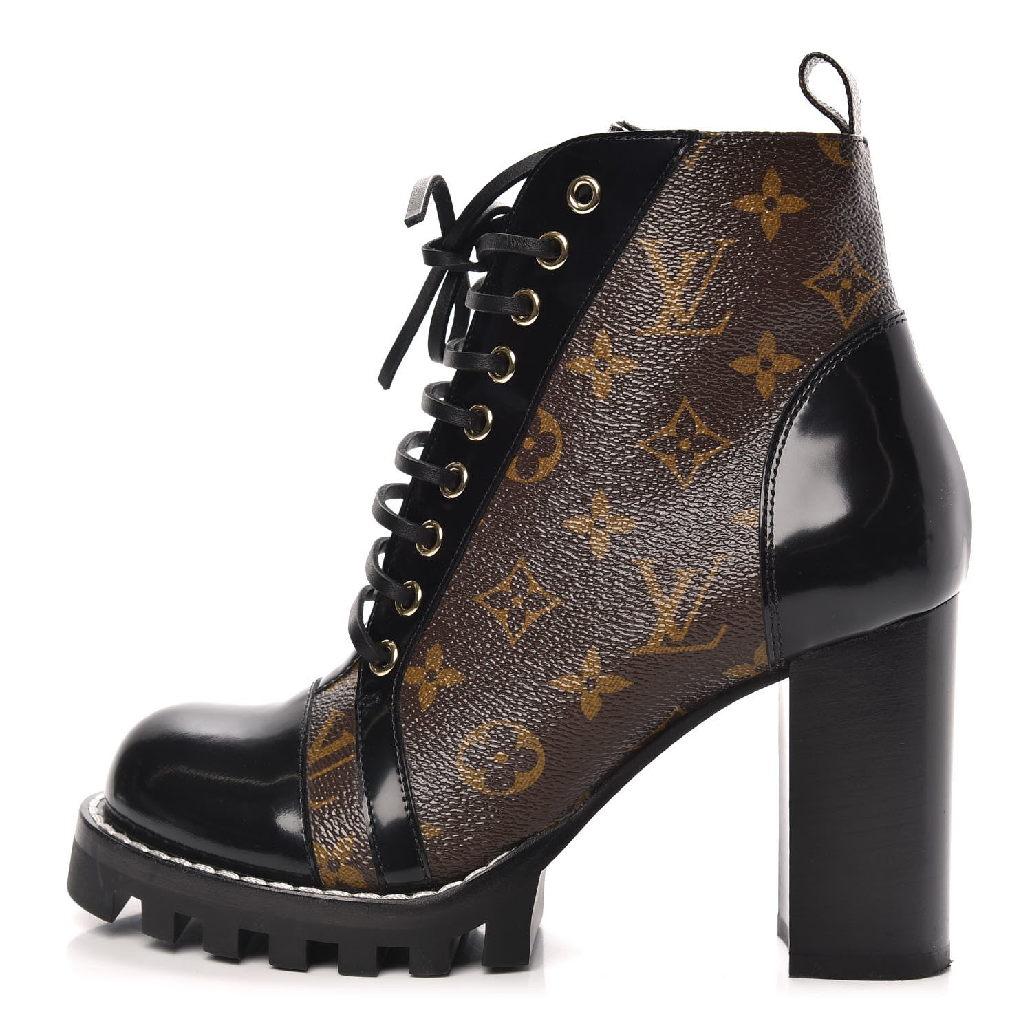 Louis Vuitton Patent Calfskin Monogram Star Trail Ankle Boots 38 Black 1 of 8