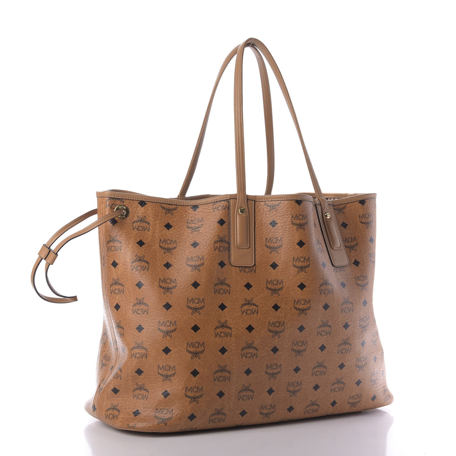 MCM Visetos Large Liz Reversible Shopper Tote Cognac 4 of 9