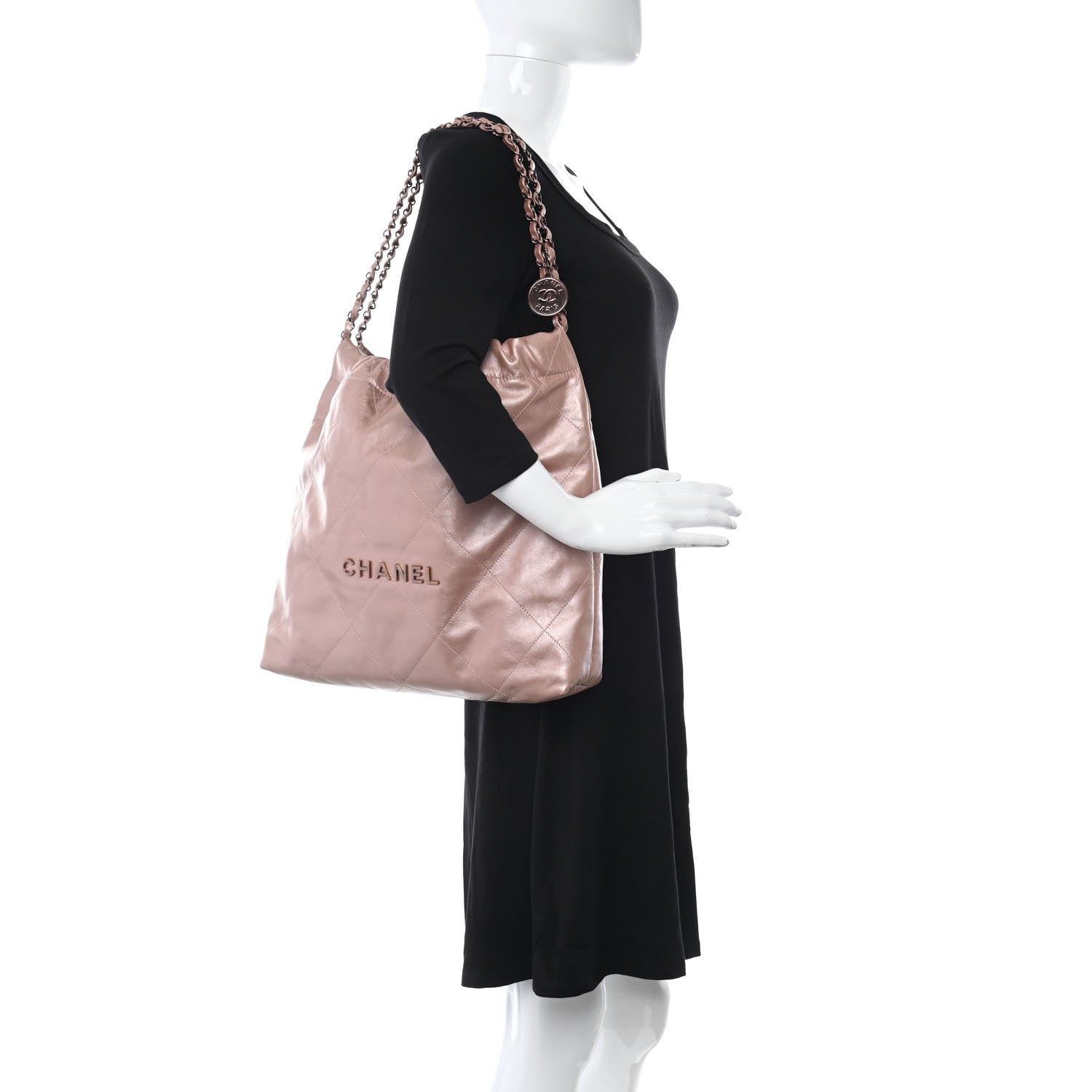 Chanel Metallic Calfskin Quilted Chanel 22 Pink 3 of 12