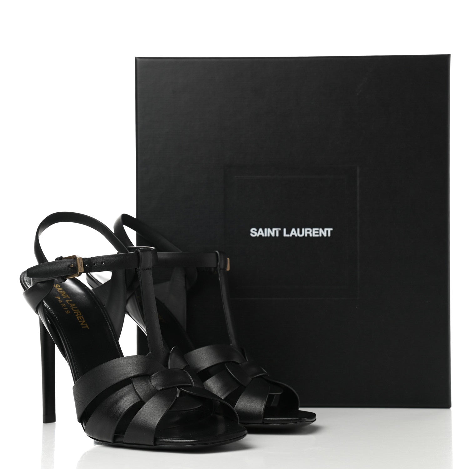 Saint Laurent Calfskin Tribute Sandals 39 Black 9 of 9
