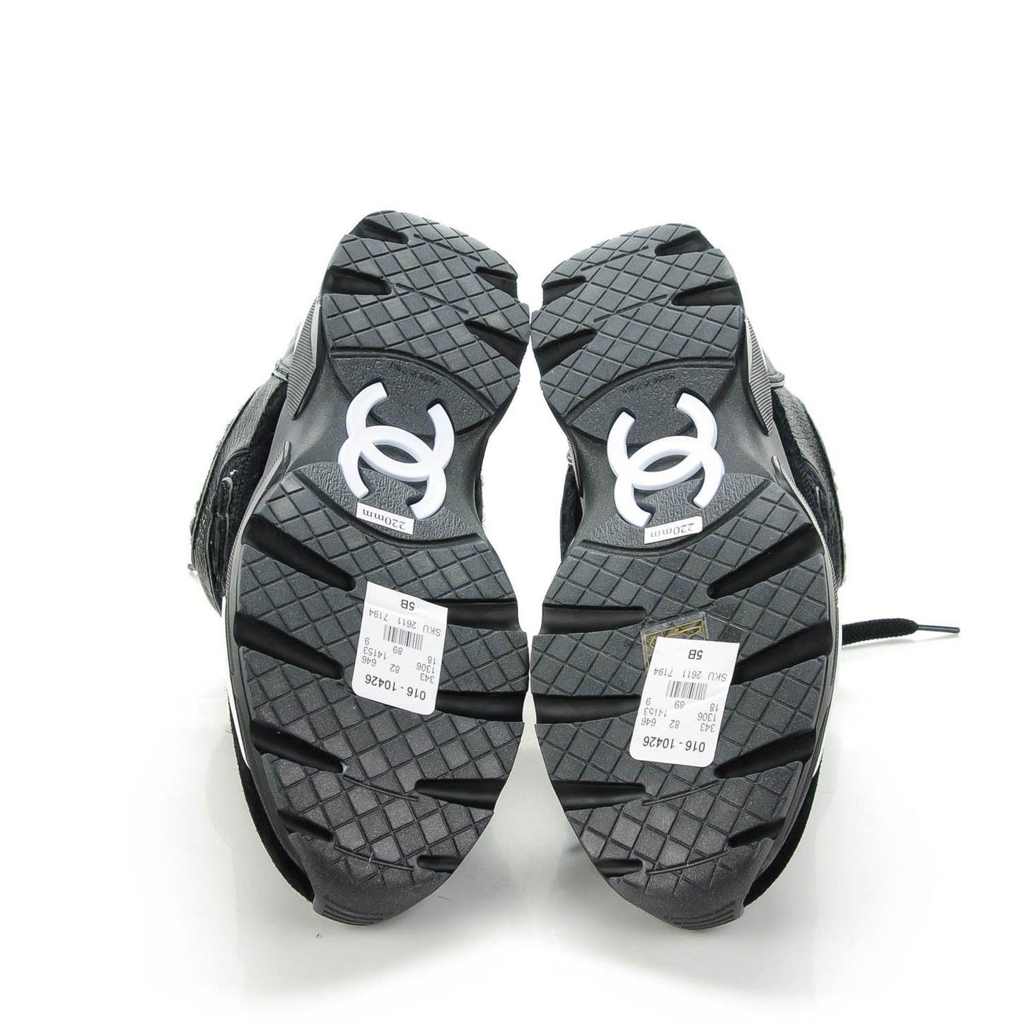 Suede Tweed Goatskin CC Sneakers 35 Black