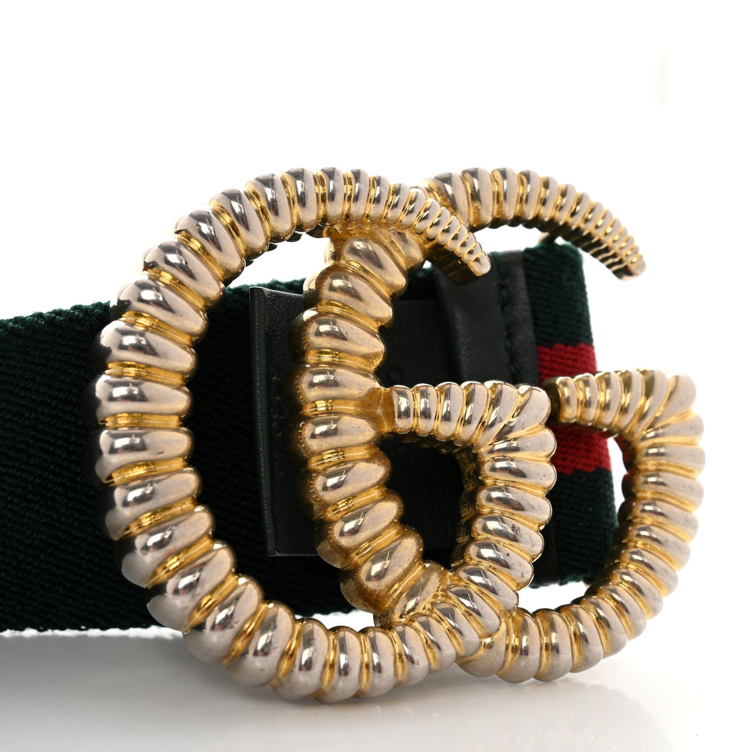 Gucci Canvas Torchon Double G Web Belt 85 34 Verde 4 of 5