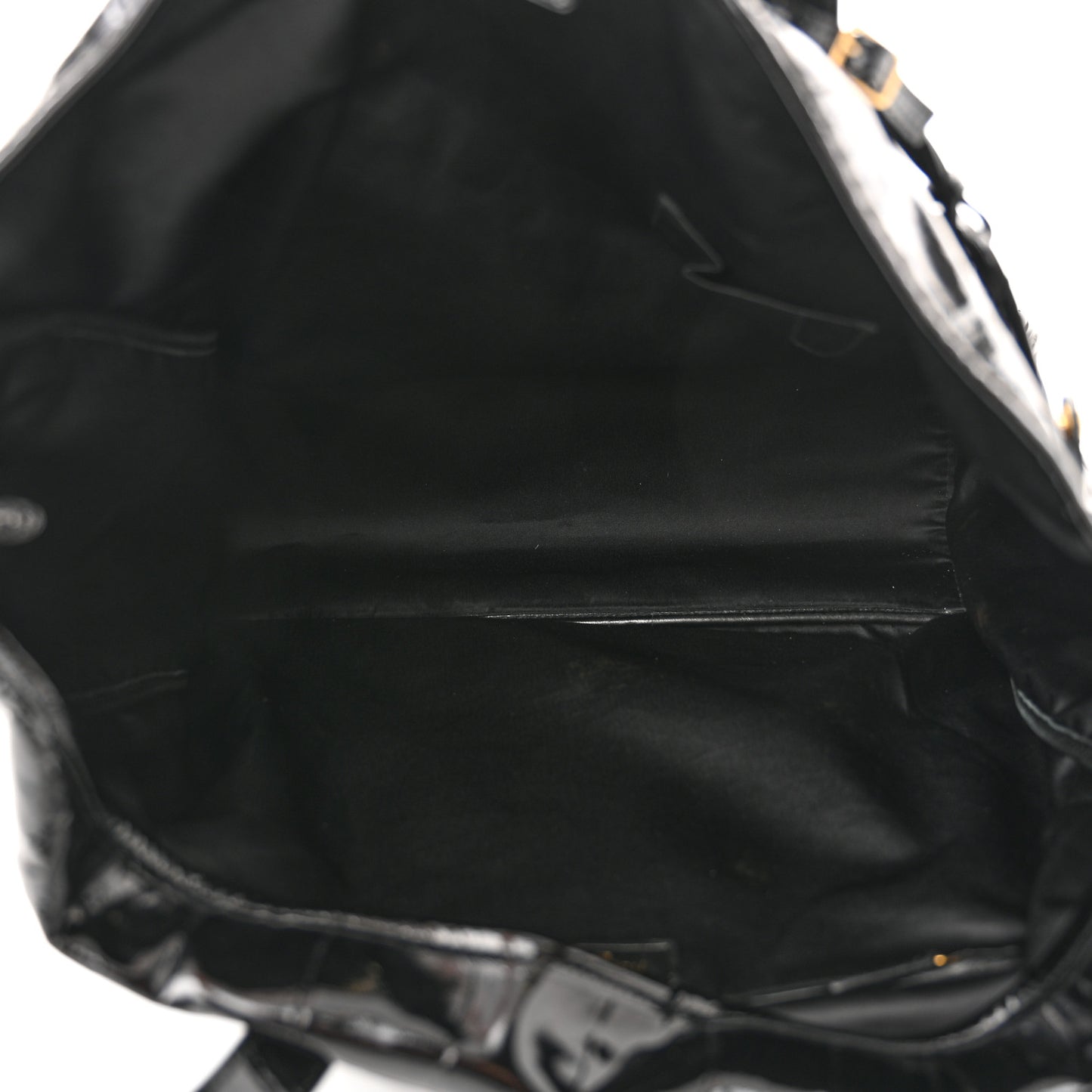 Patent Crocodile Embossed Raspail Tote Black