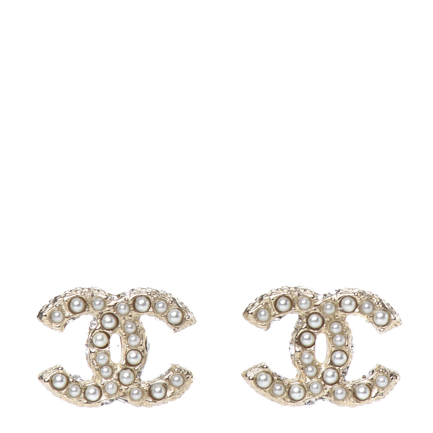 Pearl Crystal CC Earrings Light Gold