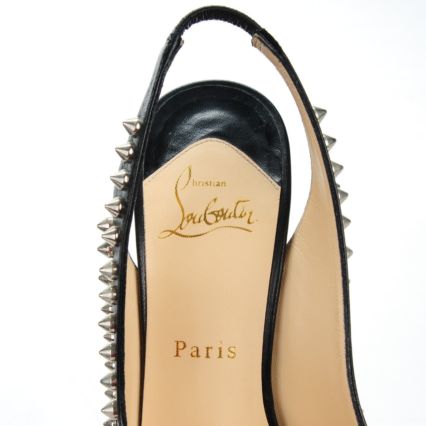Clou Noeud Spikes 150 Platform Slingback Peep Toe Pumps 38.5 Black