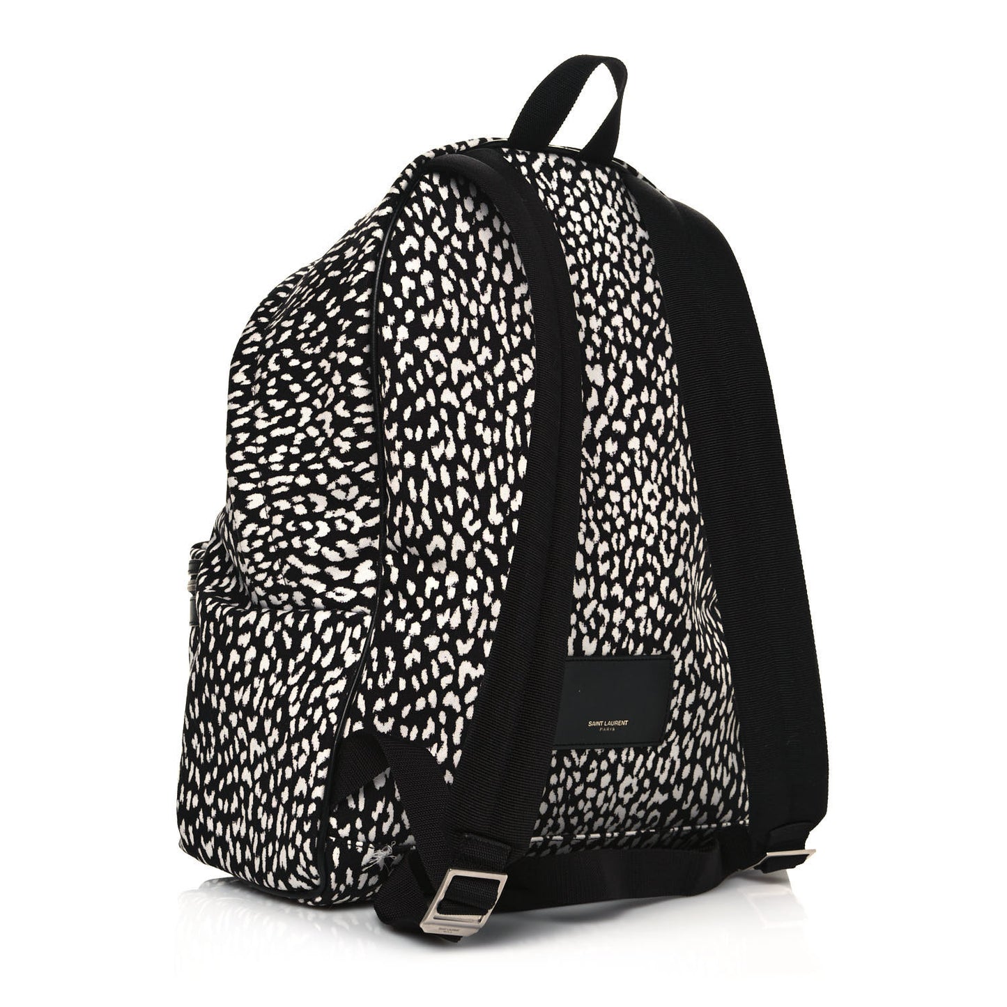 Canvas Leopard Print City Backpack Black White