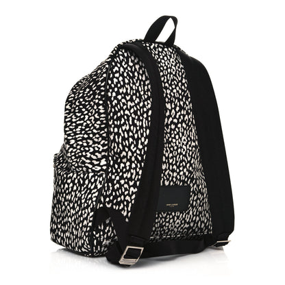 Saint Laurent Canvas Leopard Print City Backpack Black White 2 of 11