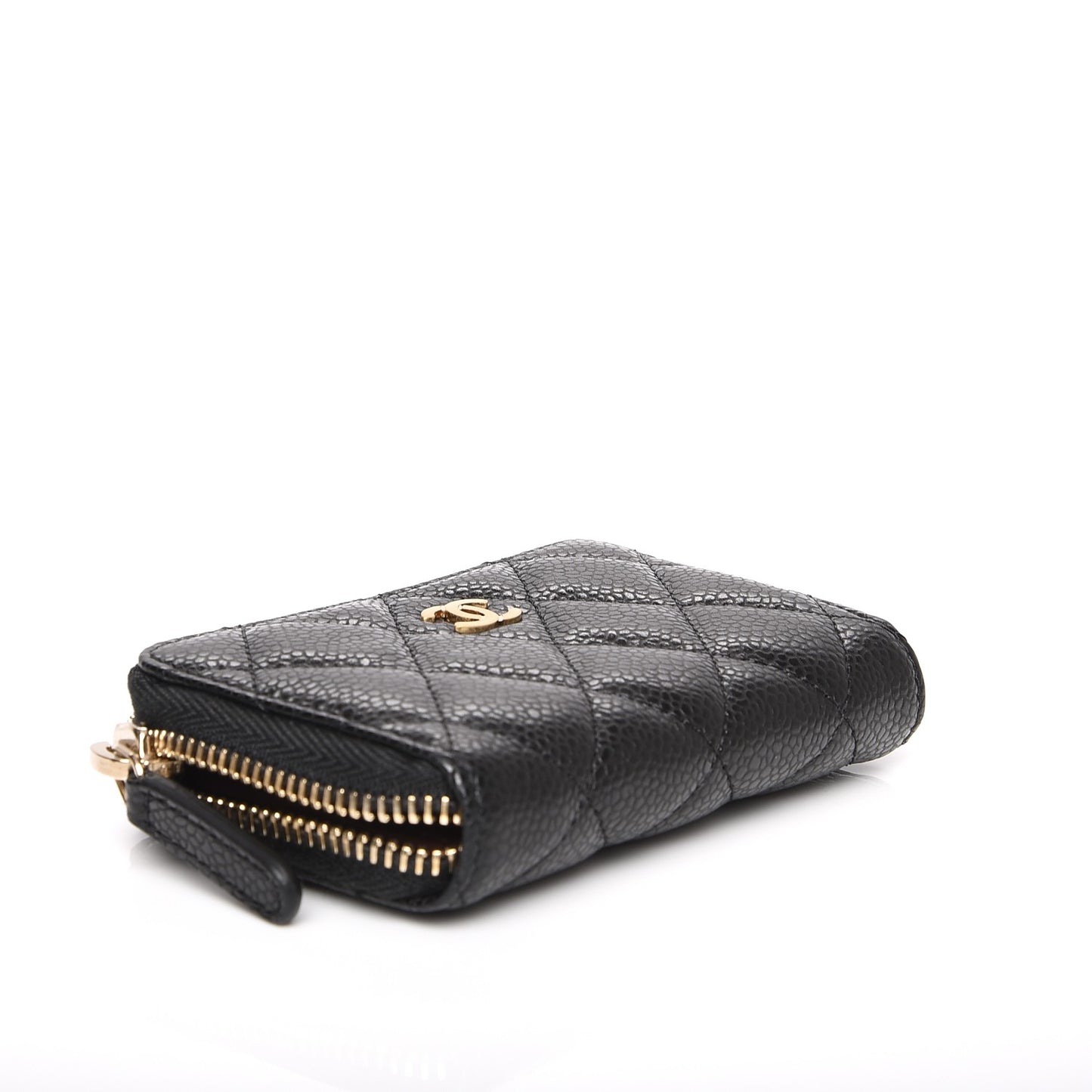 Caviar Quilted Zip Coin Purse Black