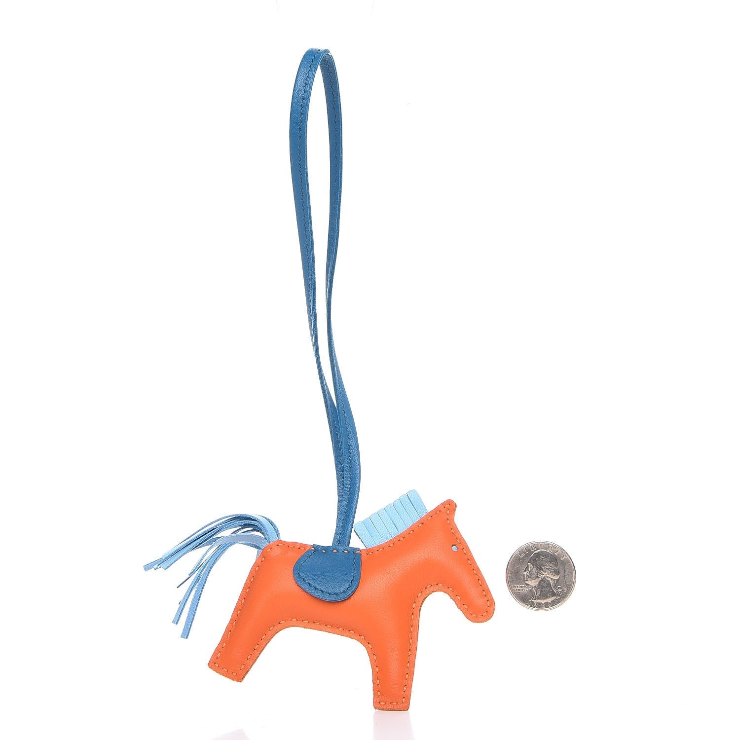 Hermes Milo Lambskin Grigri Rodeo Horse Bag Charm PM Feu Celeste Bleu Izmir 2 of 4
