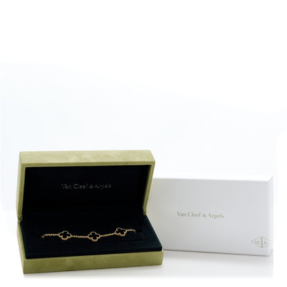 Van Cleef & Arpels 18K Yellow Gold Black Onyx 5 Motifs Vintage Alhambra Bracelet 5 of 5