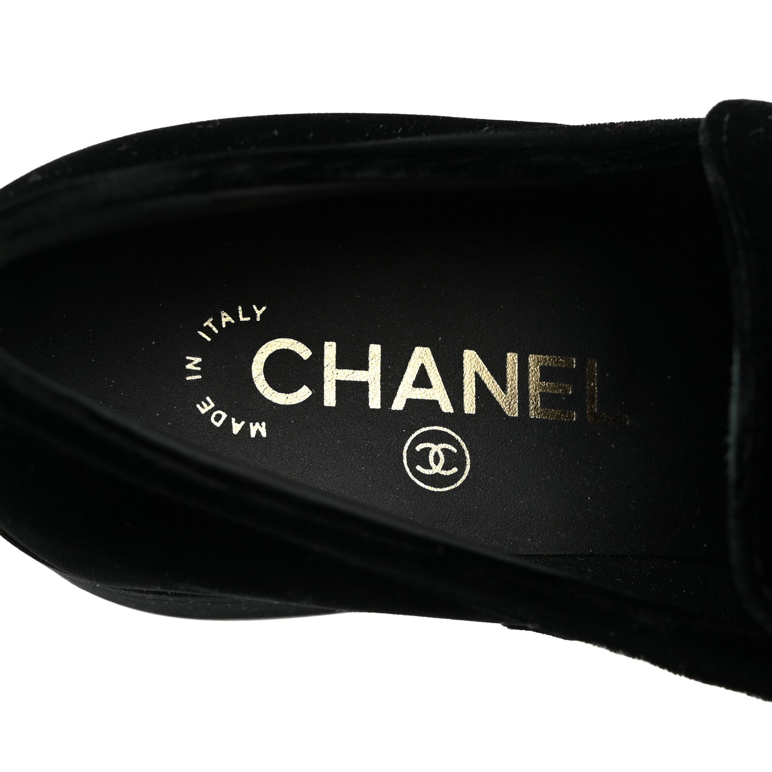 Chanel Velvet Metal CC Loafers 38 Black 8 of 9