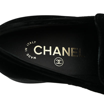Chanel Velvet Metal CC Loafers 38 Black 8 of 9