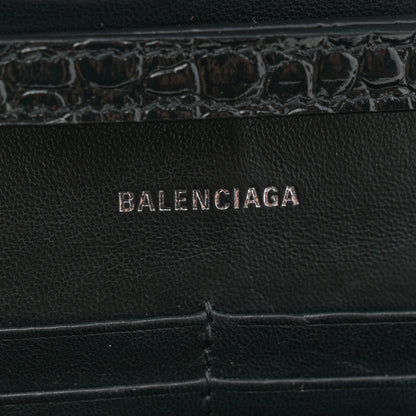 Balenciaga Shiny Calfskin Monochrome Crocodile Embossed Hourglass Chain Bag Black 6 of 9