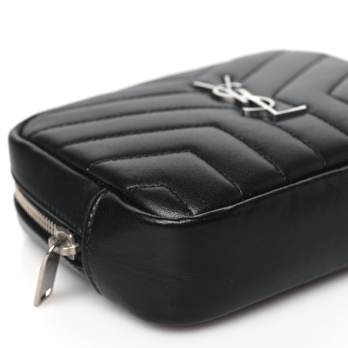 Lambskin Y Quilted Monogram Loulou Cosmetic Case Black