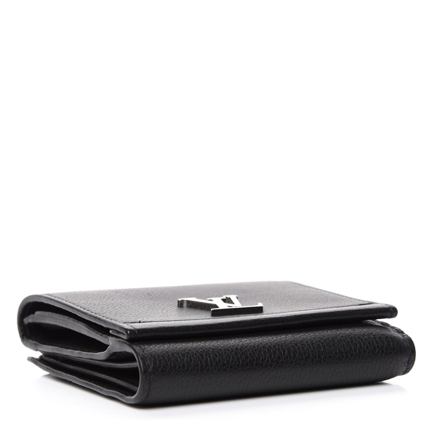 Calfskin LockMe II Compact Wallet Black