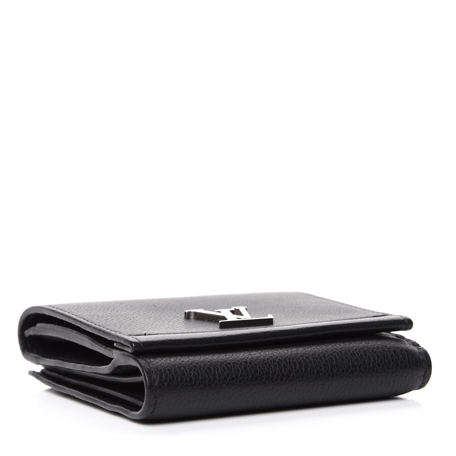 Louis Vuitton Calfskin LockMe II Compact Wallet Black 4 of 8