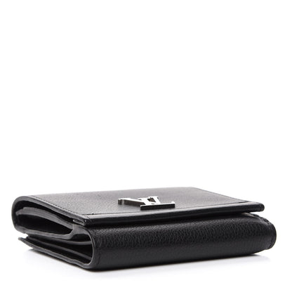 Louis Vuitton Calfskin LockMe II Compact Wallet Black 4 of 8