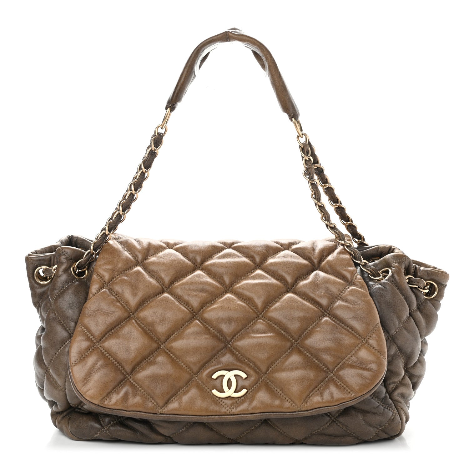 Chanel Lambskin Bubble Quilt Flap Bag Dark Beige 1 of 10