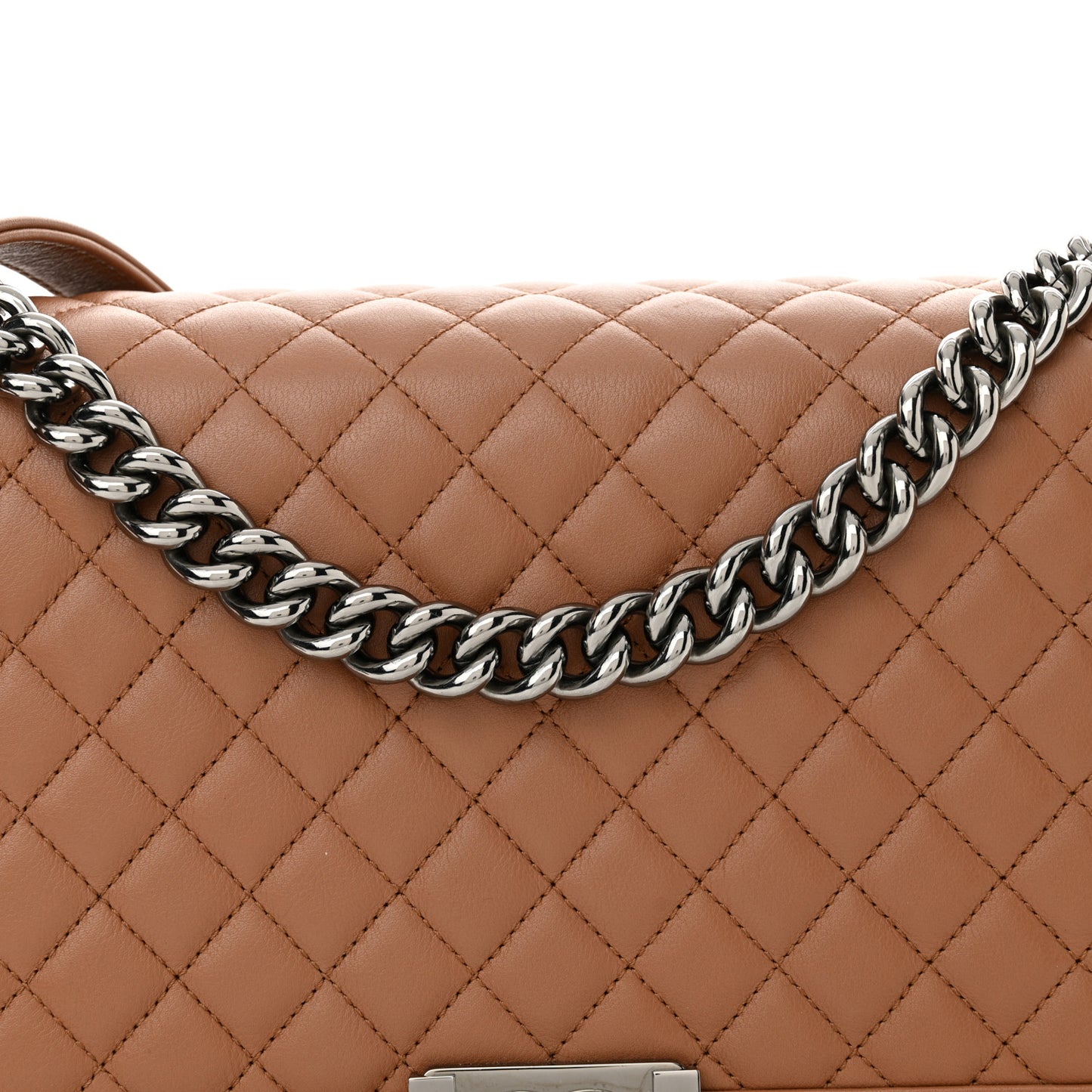 Calfskin Quilted New Medium Boy Flap Dark Beige