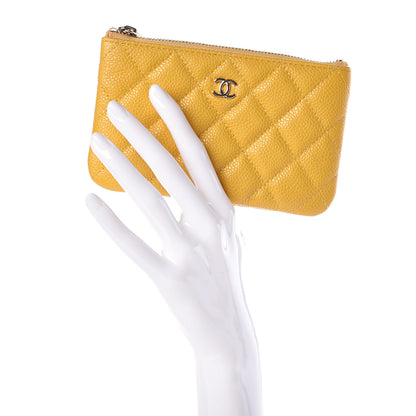 Chanel Caviar Quilted Small Cosmetic Case Yellow 2 of 8